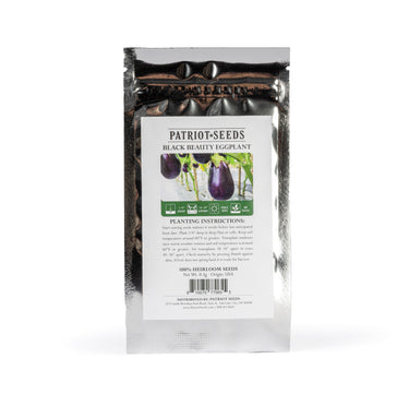 heirloom black beauty eggplant seed pouch
